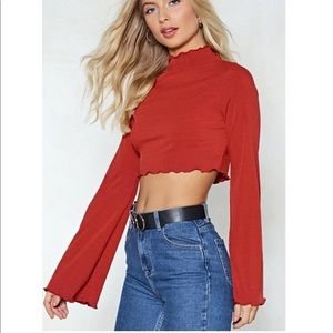 NWT turtleneck crop top with bell sleeves